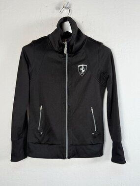 Puma Scuderia Ferrari Track Jacket Women's Small Black Full Zip Mesh Panel